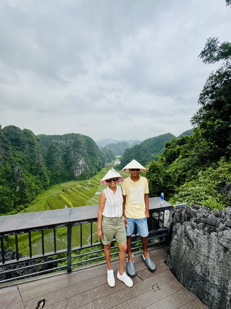 Viewpoint over Ninh Binh countryside and karst mountains