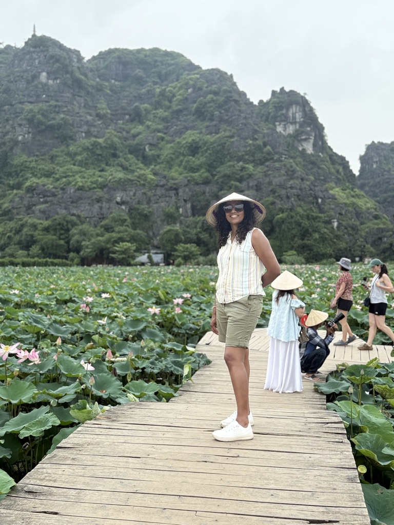 Portrait at lotus fields in Ninh Binh